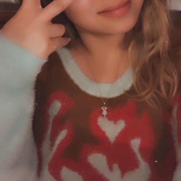 For love and lemons fuzzy mohair flame crop top sweater - Picture 2 of 2